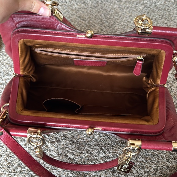 Coach Madison Satchel Bag Gathered Leather Brick Red - Picture 5 of 15